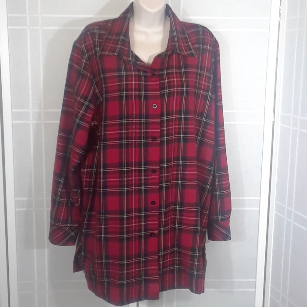 Monterey Bay ButtonDown Red Plaid Tunic 20